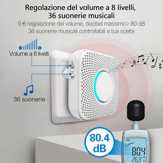 Wireless Doorbell 150M, LED Indicator, 36 Melodies With 4 Volume Levels, 1 Transmitter And 1 Spare, Wireless V1188-MS-227-0799