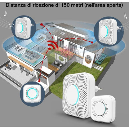 Wireless Doorbell 150M, LED Indicator, 36 Melodies With 4 Volume Levels, 1 Transmitter And 1 Spare, Wireless V1188-MS-227-0799