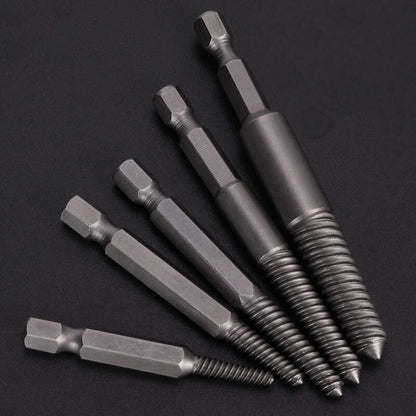 Screw Drill Bits, Stud Removal Tool, 5 pcs Broken Screw Extractor Hex Shank Fine Teeth DAmaged Bolt Removal V1188-MS-227-0804