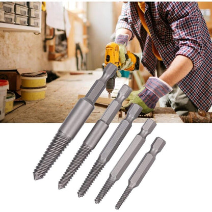 Screw Drill Bits, Stud Removal Tool, 5 pcs Broken Screw Extractor Hex Shank Fine Teeth DAmaged Bolt Removal V1188-MS-227-0804