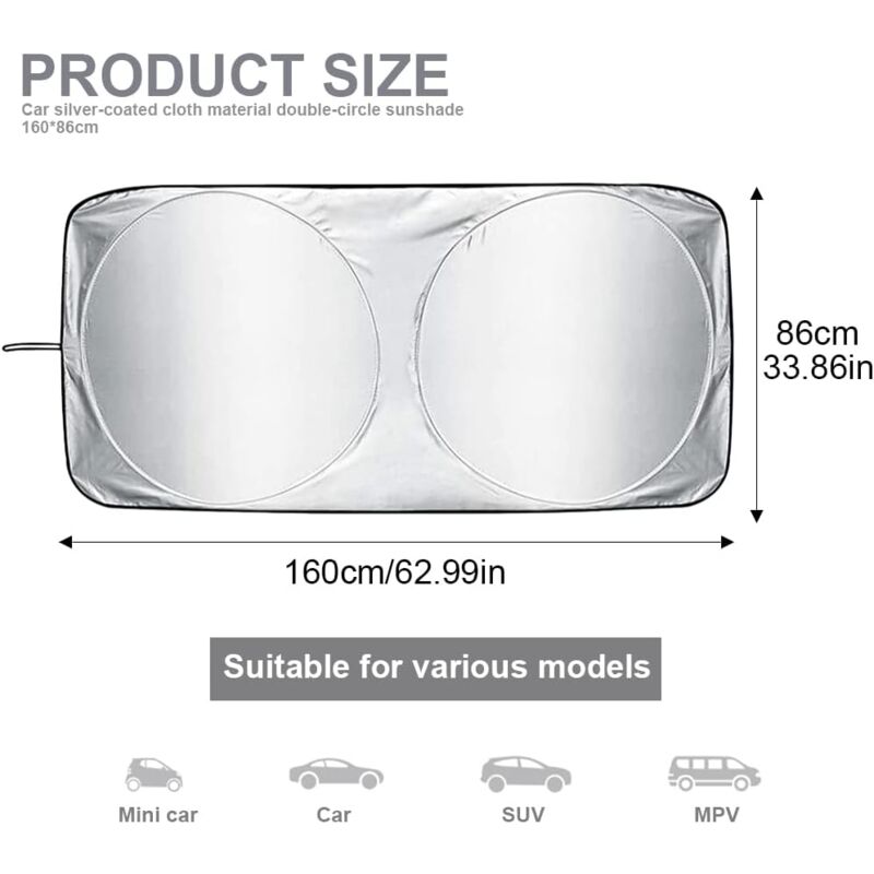 Car Windshield Sun Shade,Foldable Front Windshield Visor Sunshade Cover,Anti Uv Reflective Protector,Sunshade V1188-MS-227-0806