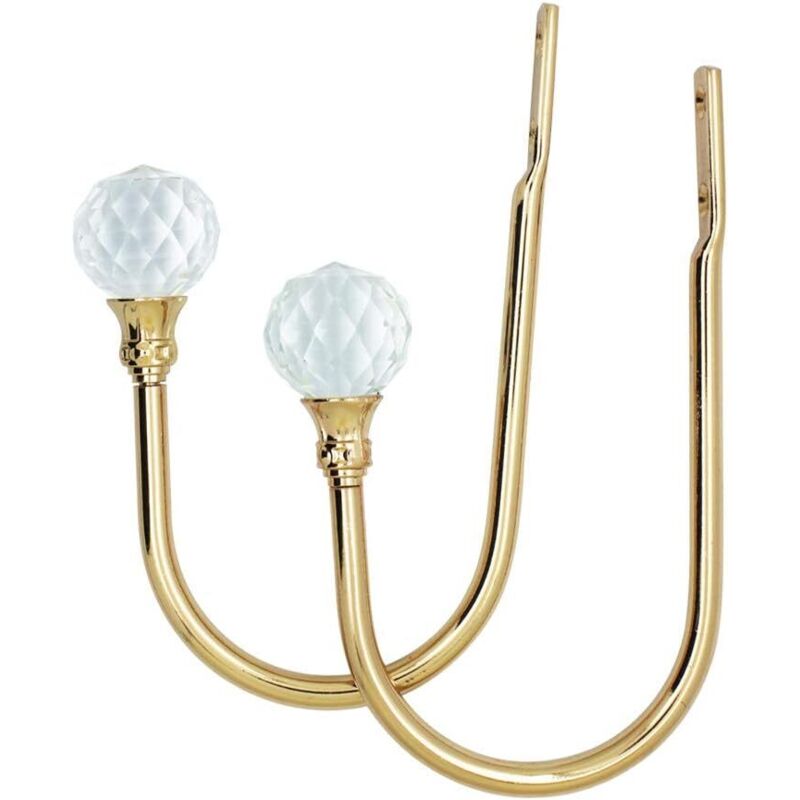 Curtain Tiebacks Wall Hooks U Metal Curtain Tiebacks, Metallic Curtain 2 Pack (Small, Gold) V1188-MS-227-0807
