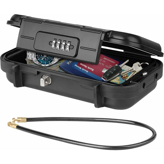 Portable Safe Box Mini Travel Safe Box Waterproof Anti-Theft With Detachable Metal Cable For Home, Office, V1188-MS-227-0808