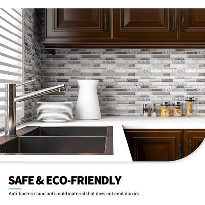 10 Pieces, Adhesive Wall Tiles, Vinyl Kitchen Backsplash, Marble Wall Stickers, 30X30Cm, Grey V1188-MS-227-0812