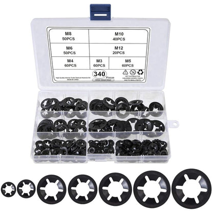 Universal Lock Washers Lock Washer M3 M4 M5 M6 M8 M10 M12 Starlock Washer Quick Push Fasteners Assortment Kit V1188-MS-227-0814