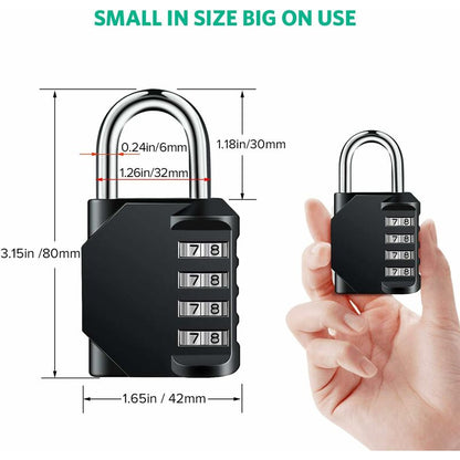 Padlock, Code Lock, Gym Lock, Waterproof Outdoor 4 Digit Resettable Combination Lock For School Gym Locker, V1188-MS-227-0816