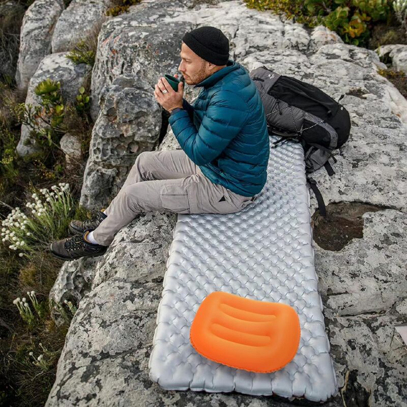 Inflatable Camping Pillows Orange 2 Pack Compact And Ultralight Beach Pillows For Travel, Hiking And V1188-MS-227-0817