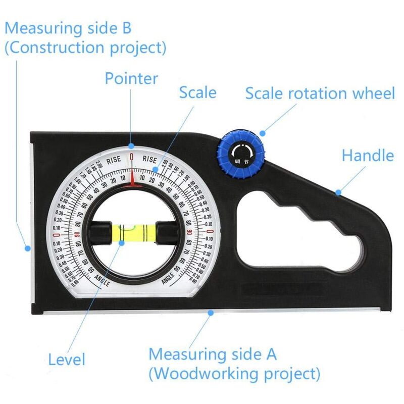 Inclinometer Universal Slope Measuring Ruler Multifunction Angle Meter Engineering Horizontal Measuring Angle V1188-MS-227-0823