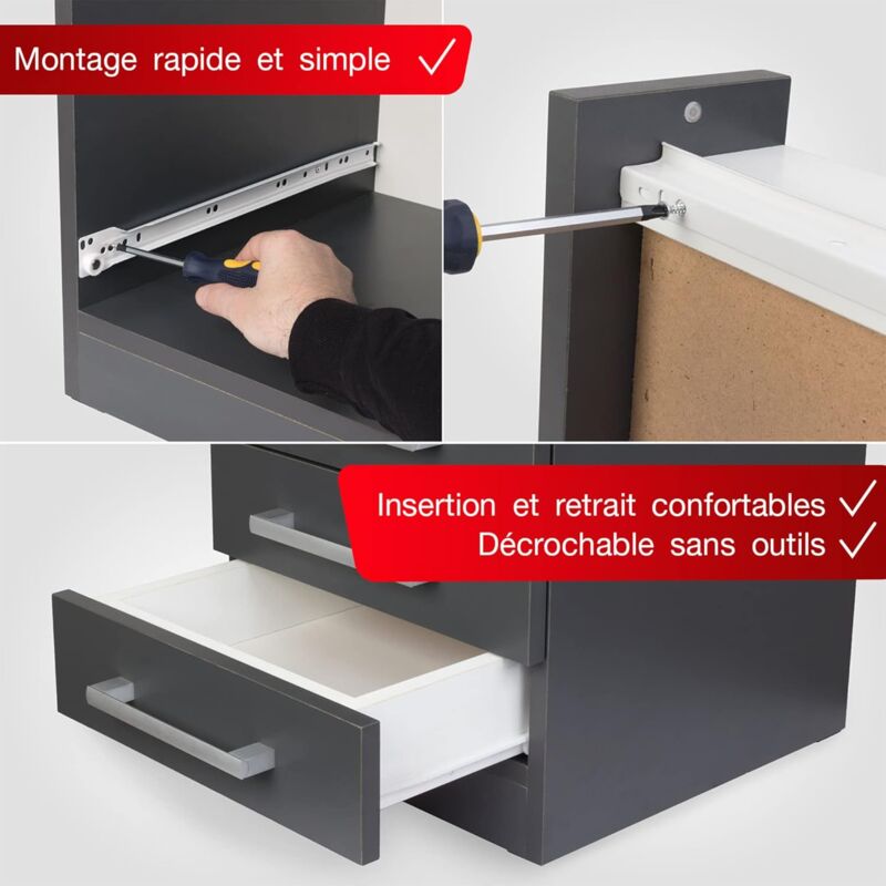 14 Inch Drawer Slides - 2 Pack (1 Pair) White Full Extension Drawer Slide Rails - Easy Assembly Drawer Slide V1188-MS-227-0826