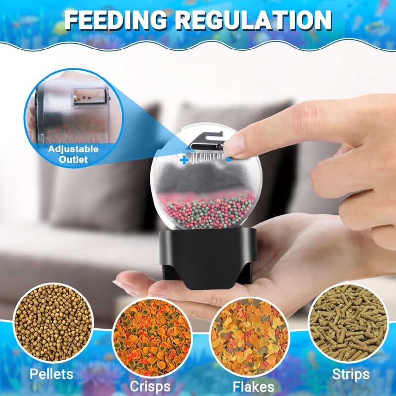 Aquarium Fish Feeder, Multifunctional Adjustable Automatic Food Dispenser Plug In Turtle Vacation Feeder V1188-MS-227-0828