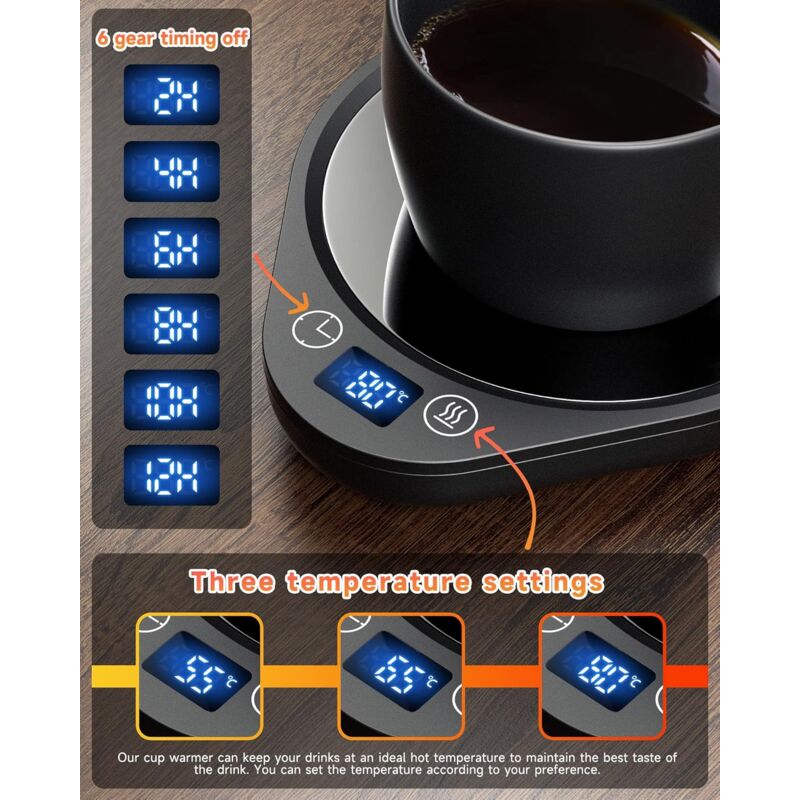 Coffee Mug Warmer With 3 Temperature Settings Electric Beverage Warmer Auto Shut-Off, Coffee, Tea And Milk V1188-MS-227-0831