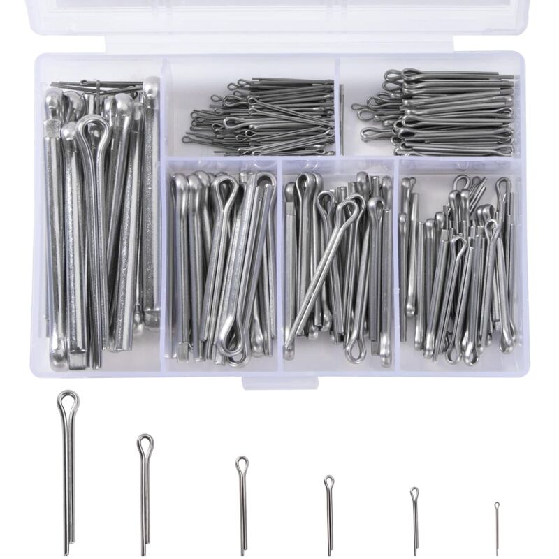 230 pcs Stainless Steel Cotter Pins M1 M2.5 M3 M4 M5 Retaining Pin Assortment Kit With Storage Box V1188-MS-227-0833