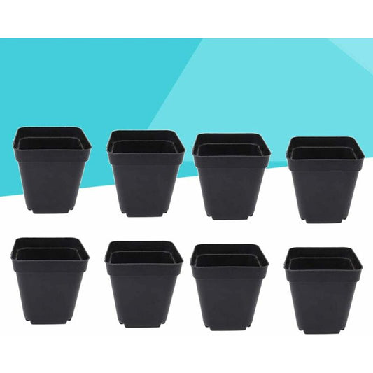 50 pcs Black Seedling Pot - Square Plastic Plant Pots - Small Indoor Outdoor Flower Pot (Black/ 6X6X6.5Cm) V1188-MS-227-0840
