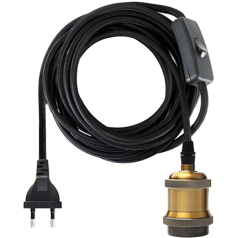 E27 Socket With Switch, 1.2 Meters Fabric Cable Electrical Wire For Bulb Socket/Edison Retro Pendant V1188-MS-227-0841