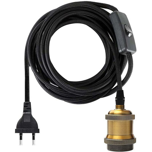 E27 Socket With Switch, 1.2 Meters Fabric Cable Electrical Wire For Bulb Socket/Edison Retro Pendant V1188-MS-227-0841