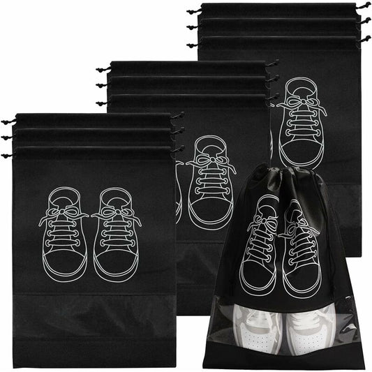 Travel Shoe Bag, Waterproof Dustproof Fleece Shoe Bag Set With Clear Window And Drawstring (32X44Cm) -10 V1188-MS-227-0844