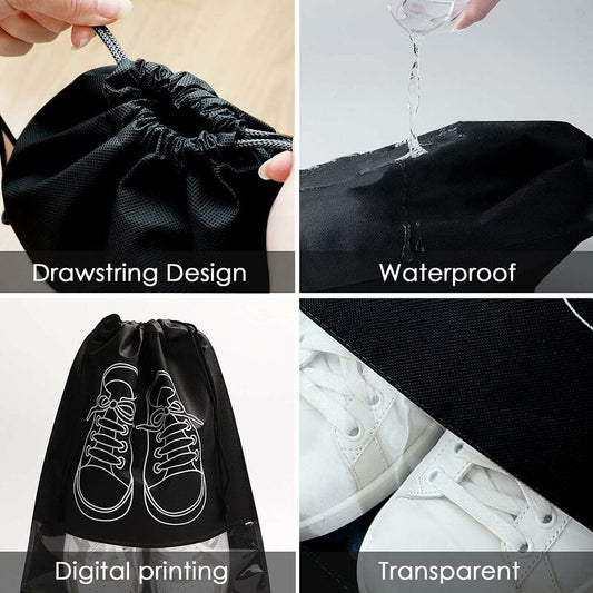 Travel Shoe Bag, Waterproof Dustproof Fleece Shoe Bag Set With Clear Window And Drawstring (32X44Cm) -10 V1188-MS-227-0844