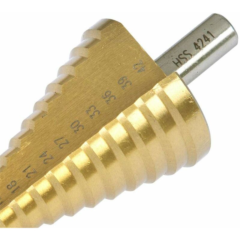 Step Cone Drill Bit - 4-42Mm - 14 Sizes - High Speed Steel ROund Shank Hole Cutter Tool V1188-MS-227-0846