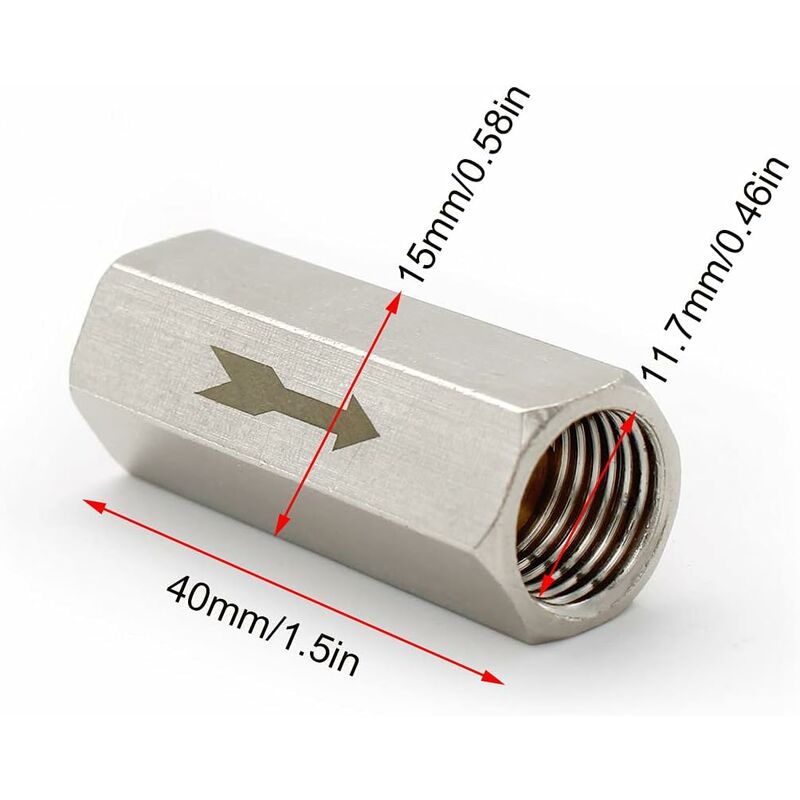 2 pcs 1/4" Check Valve Hexagonal Air Check Valve, One Way Check Valve, For Boiler Pressure Tank V1188-MS-227-0847