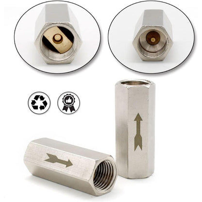 2 pcs 1/4" Check Valve Hexagonal Air Check Valve, One Way Check Valve, For Boiler Pressure Tank V1188-MS-227-0847