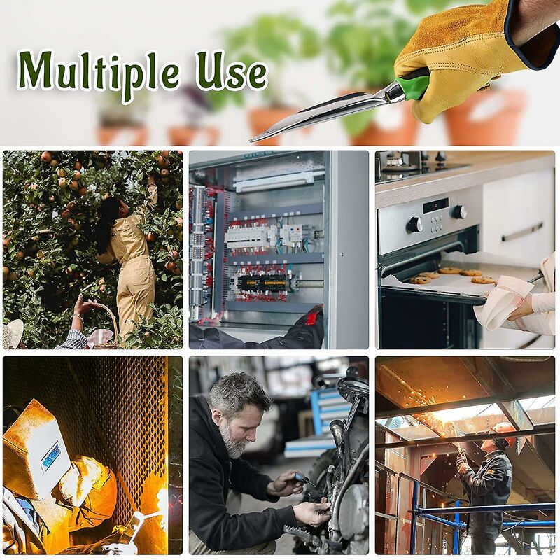 Cowhide Work Gloves, For Drivers, Diy, Gardening, Storage, Farm Work, Multifunctional (Xl, Yellow) V1188-MS-227-0857