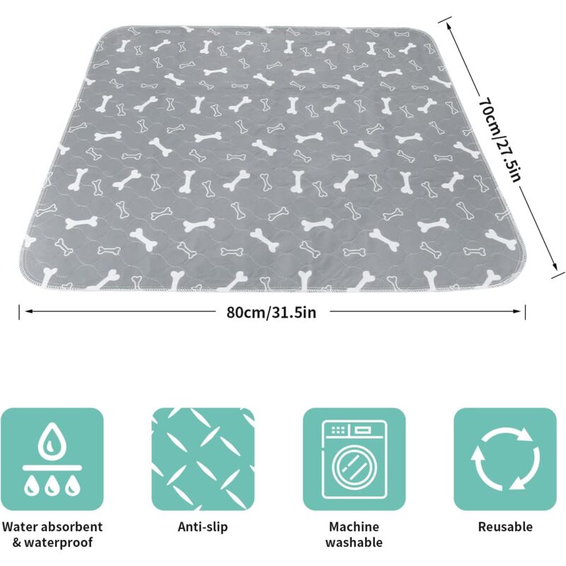 2 pcs 80 70Cm Ultra Absorbent Dog Training Mat, Non-Slip Washable Dog Mat, Reusable Puppy Training Mat For V1188-MS-227-0860