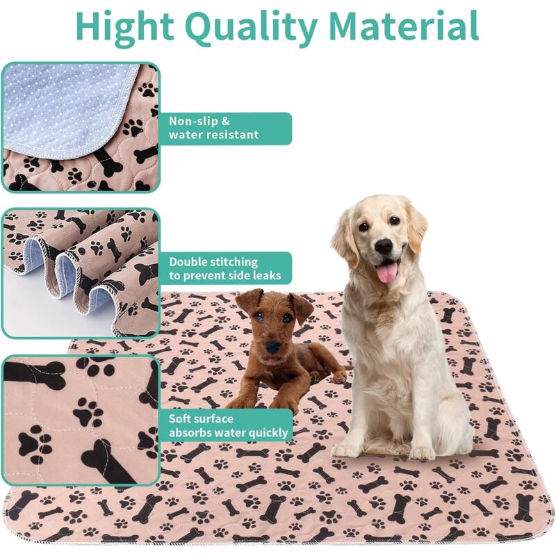 2 pcs 80 70Cm Ultra Absorbent Dog Training Mat, Non-Slip Washable Dog Mat, Reusable Puppy Training Mat For V1188-MS-227-0860