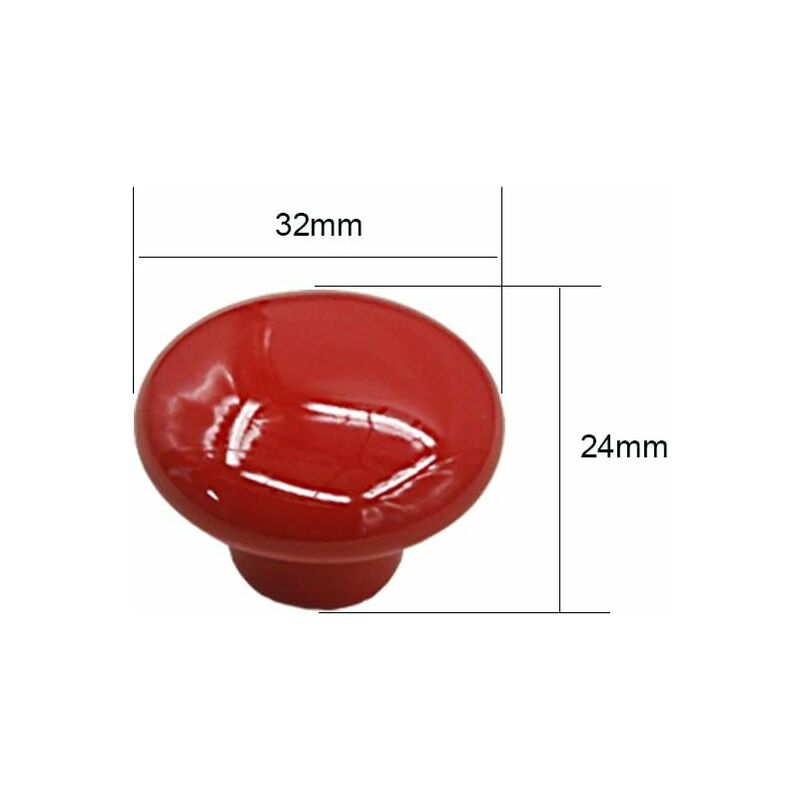 Red Ceramic Drawer Pulls And Knobs Furniture Handle Door Knob For Kids ROom Pack Of 10 (Comes With Screws) V1188-MS-227-0863
