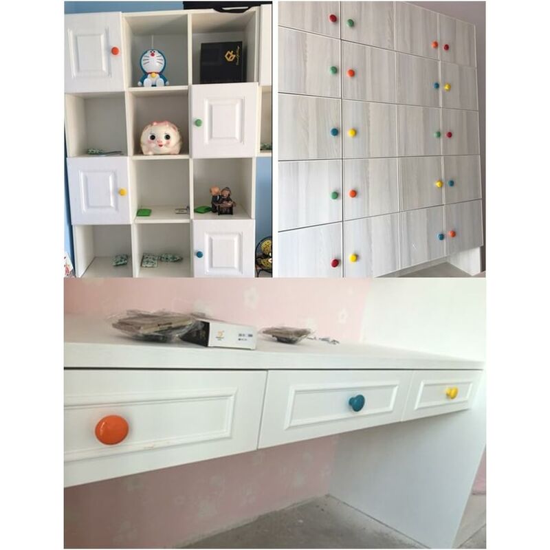 Red Ceramic Drawer Pulls And Knobs Furniture Handle Door Knob For Kids ROom Pack Of 10 (Comes With Screws) V1188-MS-227-0863