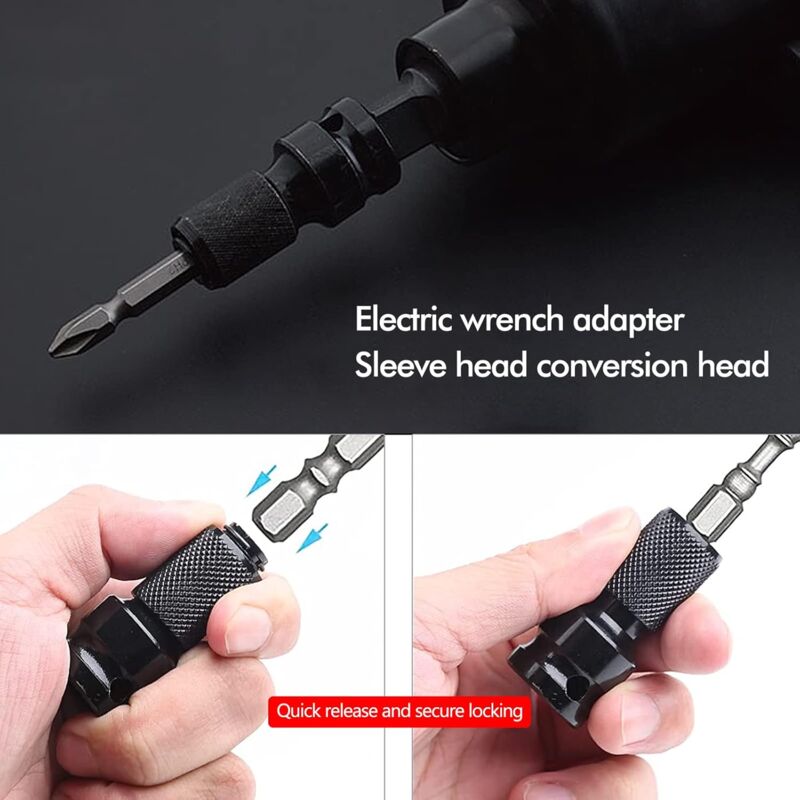 2 pcs Socket Adapters 1/2" Square Drive To 1/4" Impact Wrench Adapter Quick Release Converter For Impact V1188-MS-227-0867