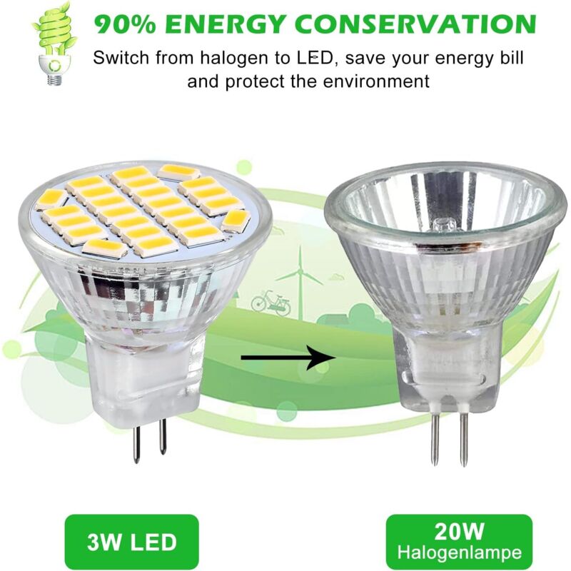 Mr11 Gu4 LED 3W Positive White Light 6500K, Non-Dimmable, Gu4 LED Spot Bulbs, 25-35W Halogen Equivalent, V1188-MS-227-0868