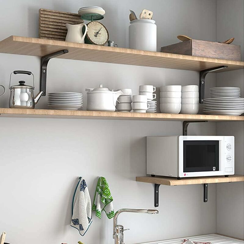 Wall Shelf Bracket, Matte Black Metal Bracket, Metal Shelf Support For Kitchen Decor, Heavy Duty Bracket, V1188-MS-227-0878