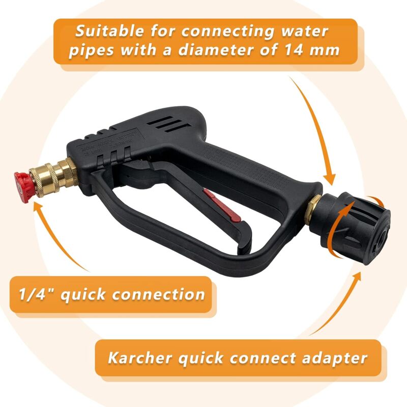4000 Psi High Pressure Washer Gun With 5 Water Nozzle Tips, Car Cleaning Gun V1188-MS-227-0881