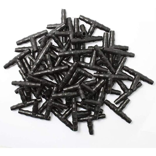 100 pcs Barbed Connectors Drip Irrigation,4/7Mm Universal Barbed Tee Hose,Suitable For 4/7Mm Drip Hose V1188-MS-227-0882
