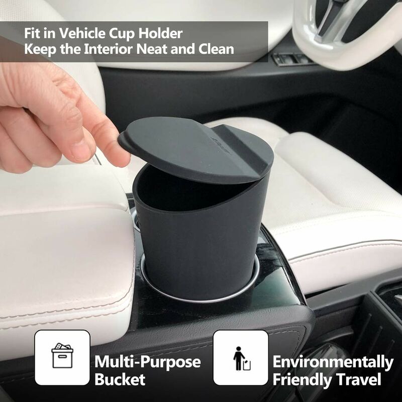Small Car Trash Can With Lid - Car Cup Holder - Car Door Pocket Trash Can - Garbage Bin For Car, Home, Office V1188-MS-227-0883