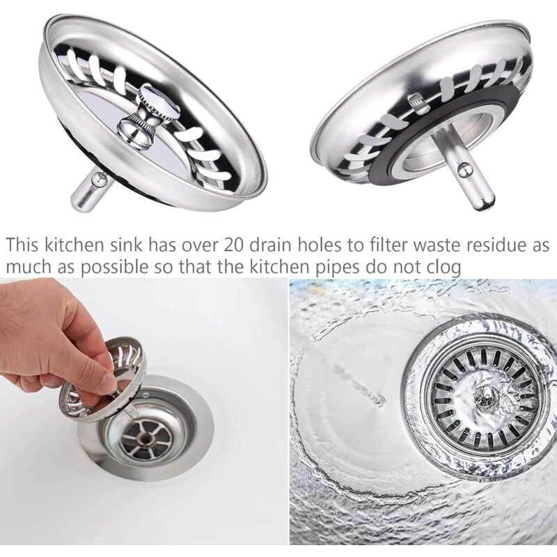 Kitchen Sink Filter, Sink Stopper, Stainless Steel Sink Filter, Stainless Steel Sink Stopper, Compatible With V1188-MS-227-0890