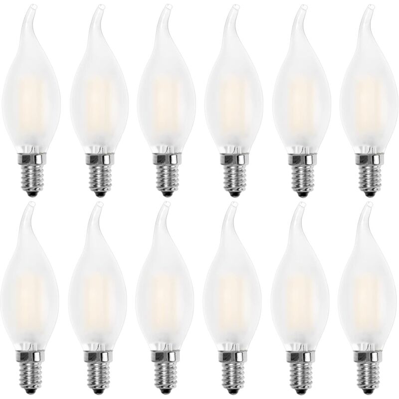 LED Bulb E14 Flame, Candle Shape, Warm White 2700K, 4W Incandescent Equivalent 40W, 400Lm, Pack Of 12 [Energy V1188-MS-227-0892