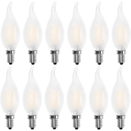LED Bulb E14 Flame, Candle Shape, Warm White 2700K, 4W Incandescent Equivalent 40W, 400Lm, Pack Of 12 [Energy V1188-MS-227-0892