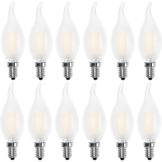 LED Bulb E14 Flame, Candle Shape, Warm White 2700K, 4W Incandescent Equivalent 40W, 400Lm, Pack Of 12 [Energy V1188-MS-227-0892