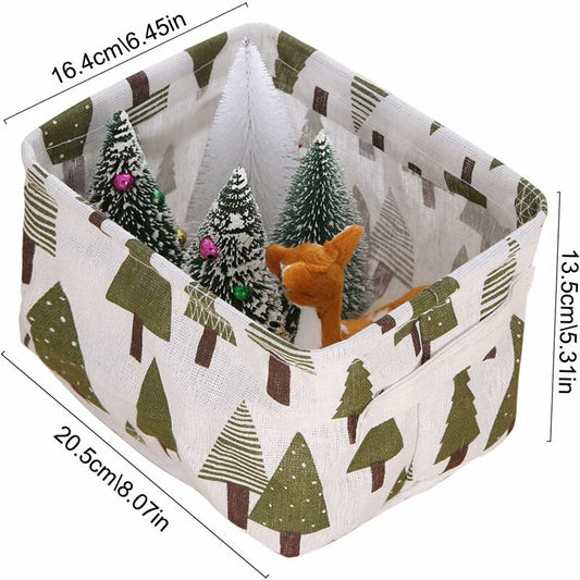 10 Pack Small Foldable Linen Fabric Storage Basket With Handles And Water Repellent Lining, For Shelves And V1188-MS-227-0895