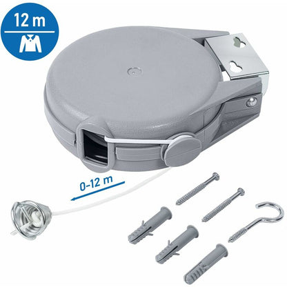 Long, 12M Retractable Clothes Line, Heavy Duty Clothes Dryer, Automatic Retractable Mechanism, Easy Wall V1188-MS-227-0896