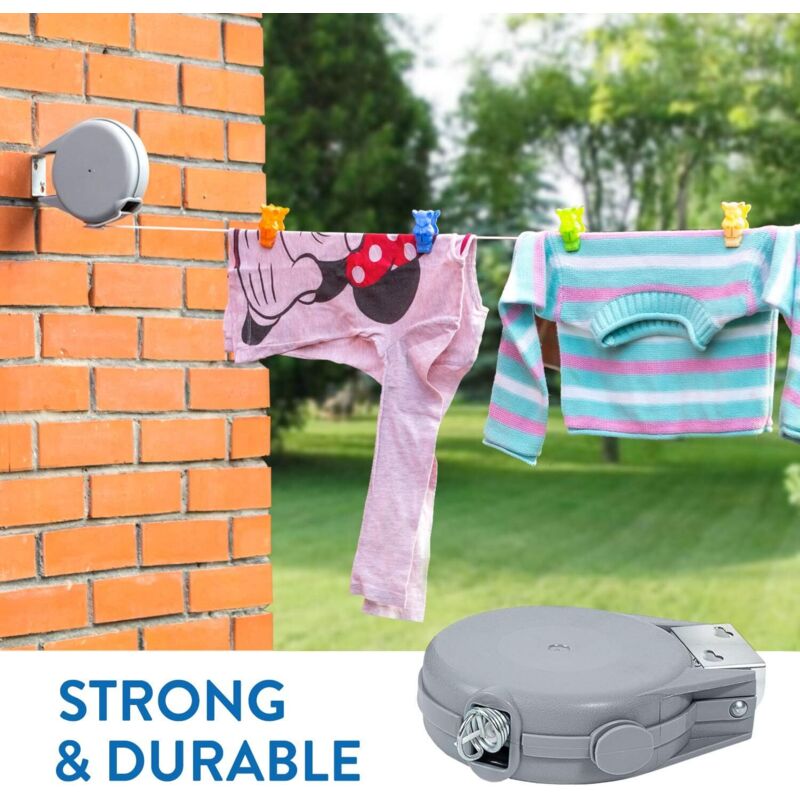 Long, 12M Retractable Clothes Line, Heavy Duty Clothes Dryer, Automatic Retractable Mechanism, Easy Wall V1188-MS-227-0896
