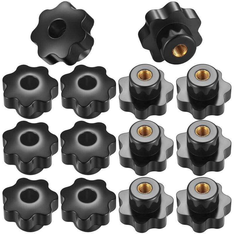 14 pcs M8 Knurled Thread Clamping Knob, Star Knobs Handle Internal Thread For Mechanical Devices, Instruments V1188-MS-227-0897