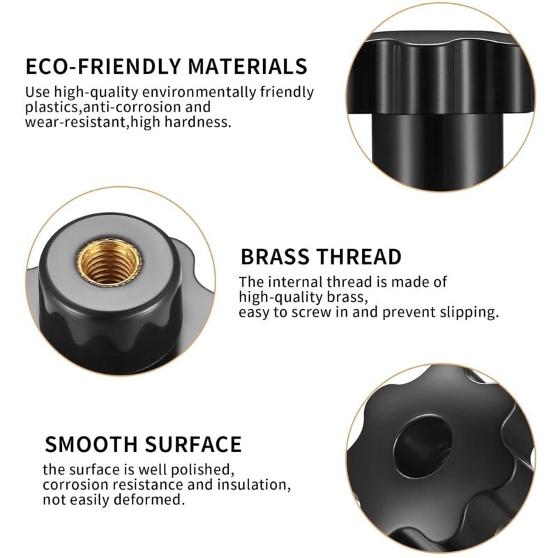14 pcs M8 Knurled Thread Clamping Knob, Star Knobs Handle Internal Thread For Mechanical Devices, Instruments V1188-MS-227-0897