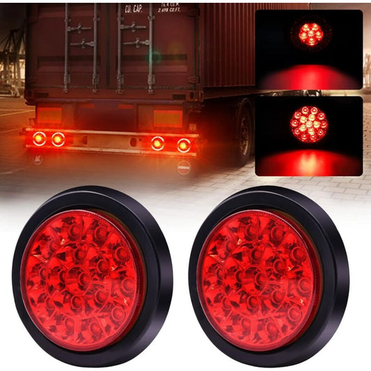 2 pcs Truck Tail Lights, 24V ROund Integrated High Brightness LED Tail Lights, Brake Lights For Trailer, V1188-MS-227-0899