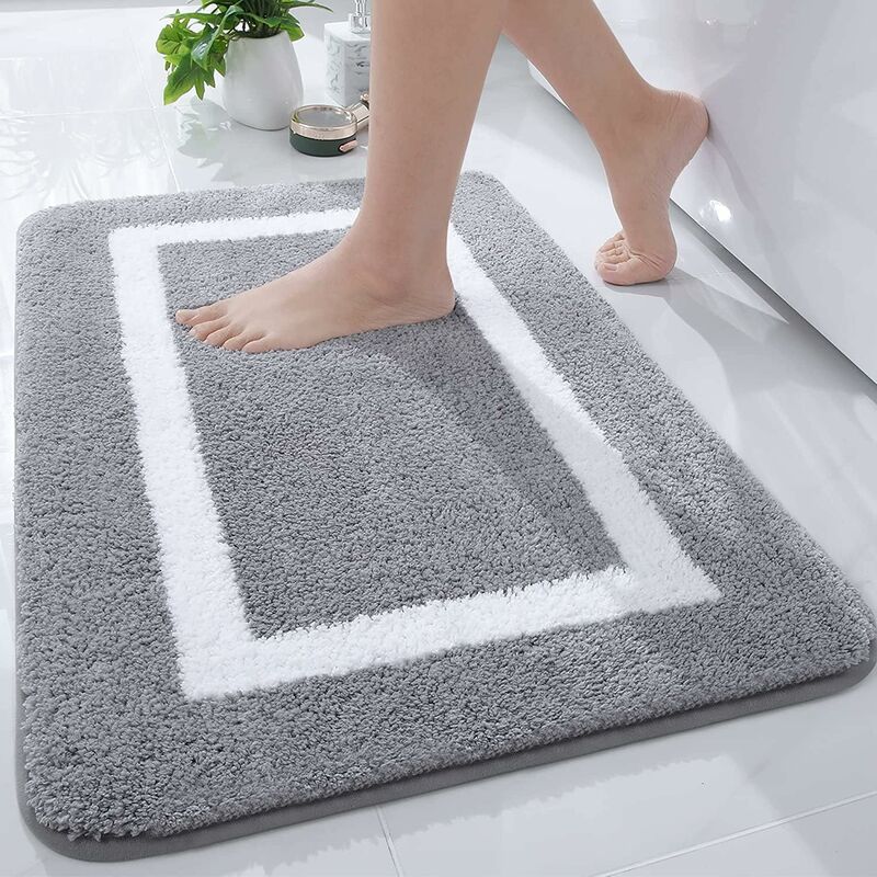 Non-Slip Bath Mat, Soft Microfiber Bathroom Mat, Absorbent High Pile Bath Mat, Machine Washableable - 40 X 60 V1188-MS-227-0901