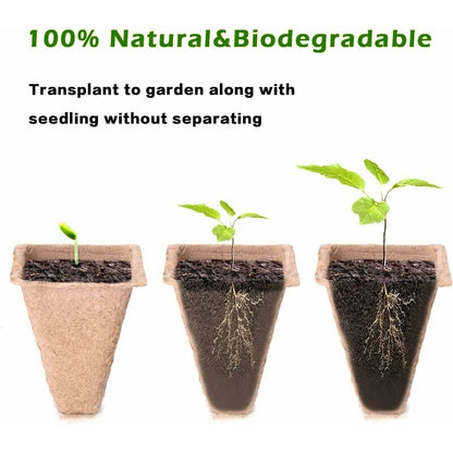 10 Pack Peat Pots, 100 Cells Biodegradable Seedling Starter Kit For Indoor Outdoor, Includes 10 Plastic Plant V1188-MS-227-0911