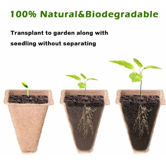 10 Pack Peat Pots, 100 Cells Biodegradable Seedling Starter Kit For Indoor Outdoor, Includes 10 Plastic Plant V1188-MS-227-0911