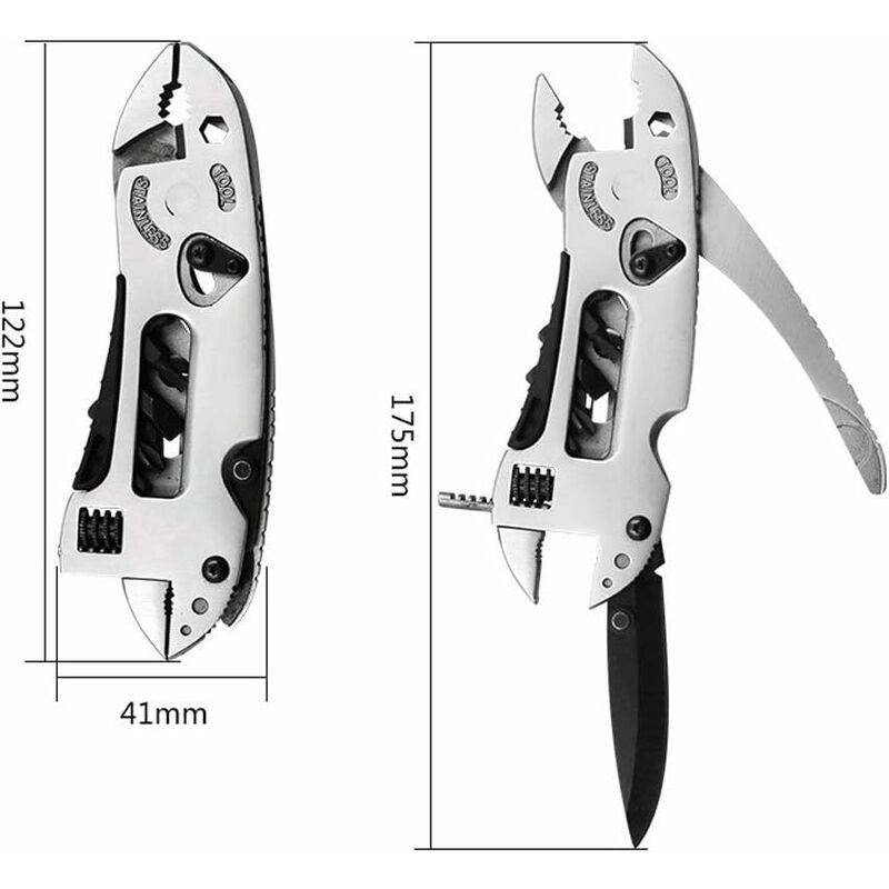 Multifunctional Adjustable Screwdriver Wrench Pliers Pocket Multitool Outdoor Camping V1188-MS-227-0918
