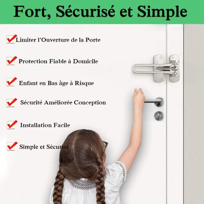 2Pack Security Door Lock Steel Window Guard Lock Entry Door Without Chain Lock Latch For Window Door V1188-MS-227-0930